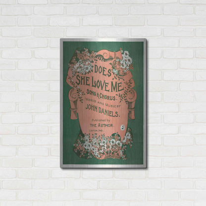 Luxe Metal Art 'Does She Love Me (1899)' by Epic Portfolio, Metal Wall Art,24x36