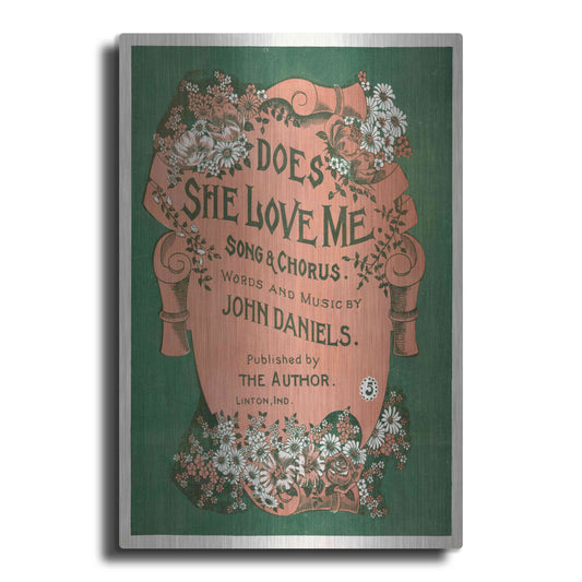 Luxe Metal Art 'Does She Love Me (1899)' by Epic Portfolio, Metal Wall Art
