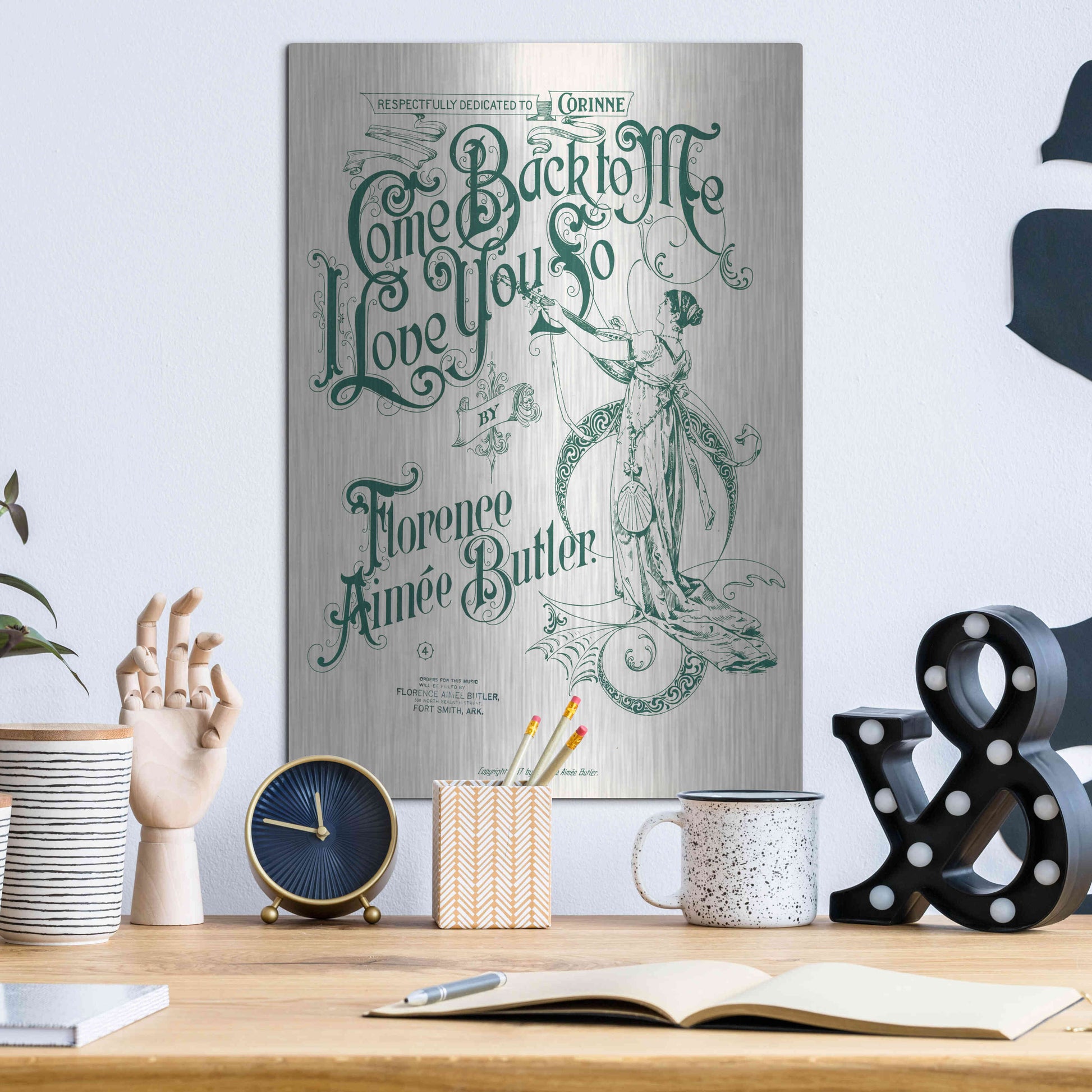 Luxe Metal Art 'Come Back To Me I Love You So (1897)' by Epic Portfolio, Metal Wall Art,12x16