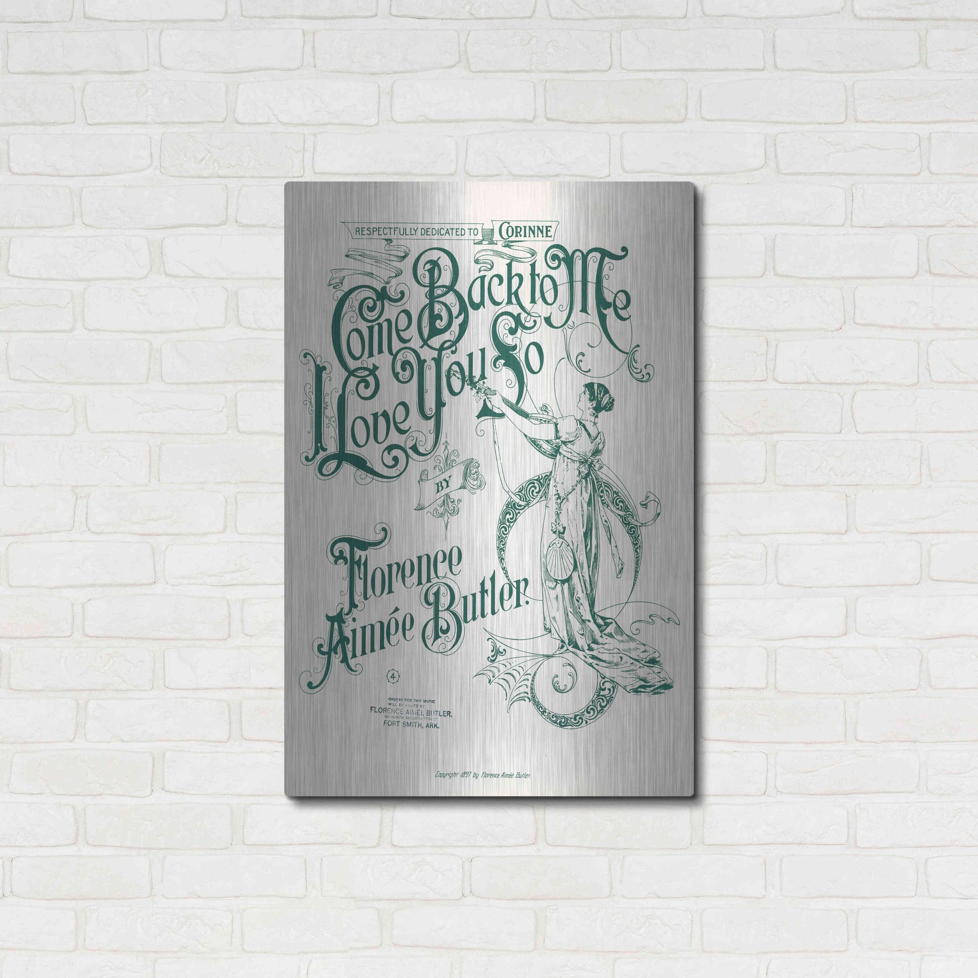 Luxe Metal Art 'Come Back To Me I Love You So (1897)' by Epic Portfolio, Metal Wall Art,24x36