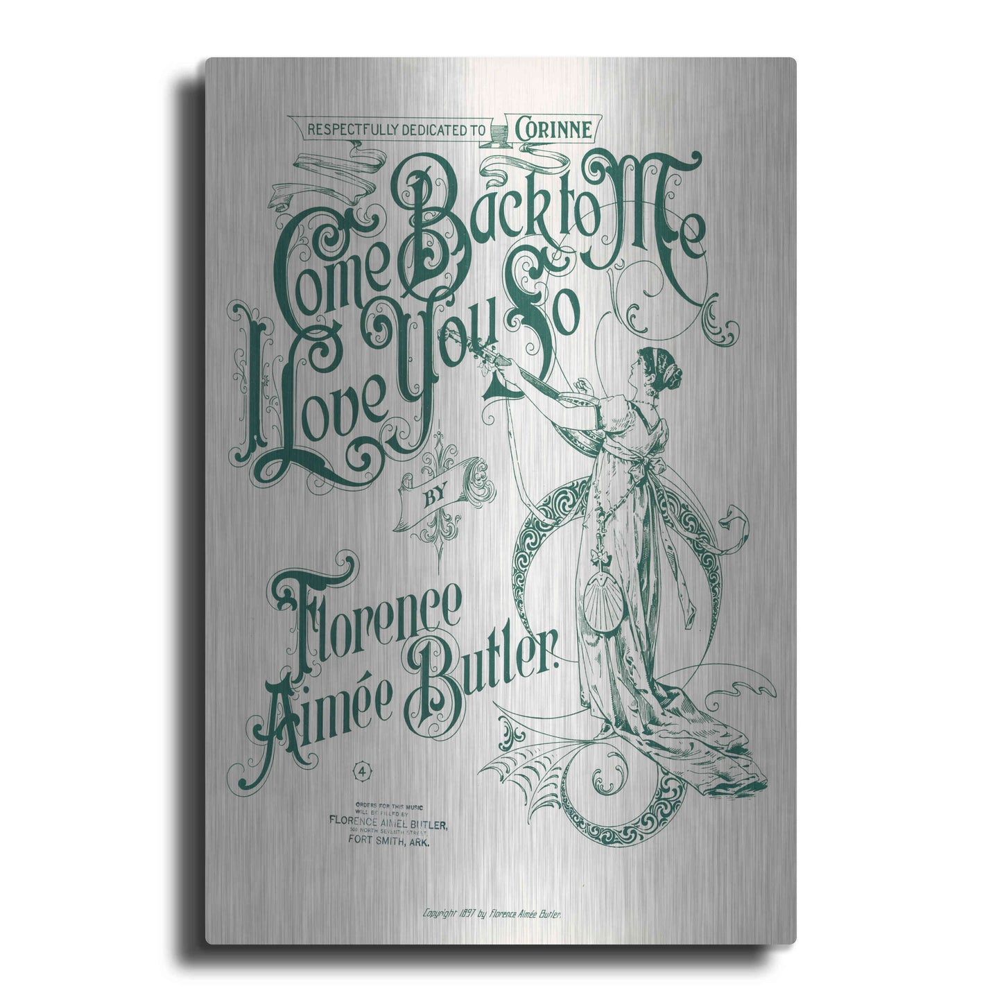 Luxe Metal Art 'Come Back To Me I Love You So (1897)' by Epic Portfolio, Metal Wall Art