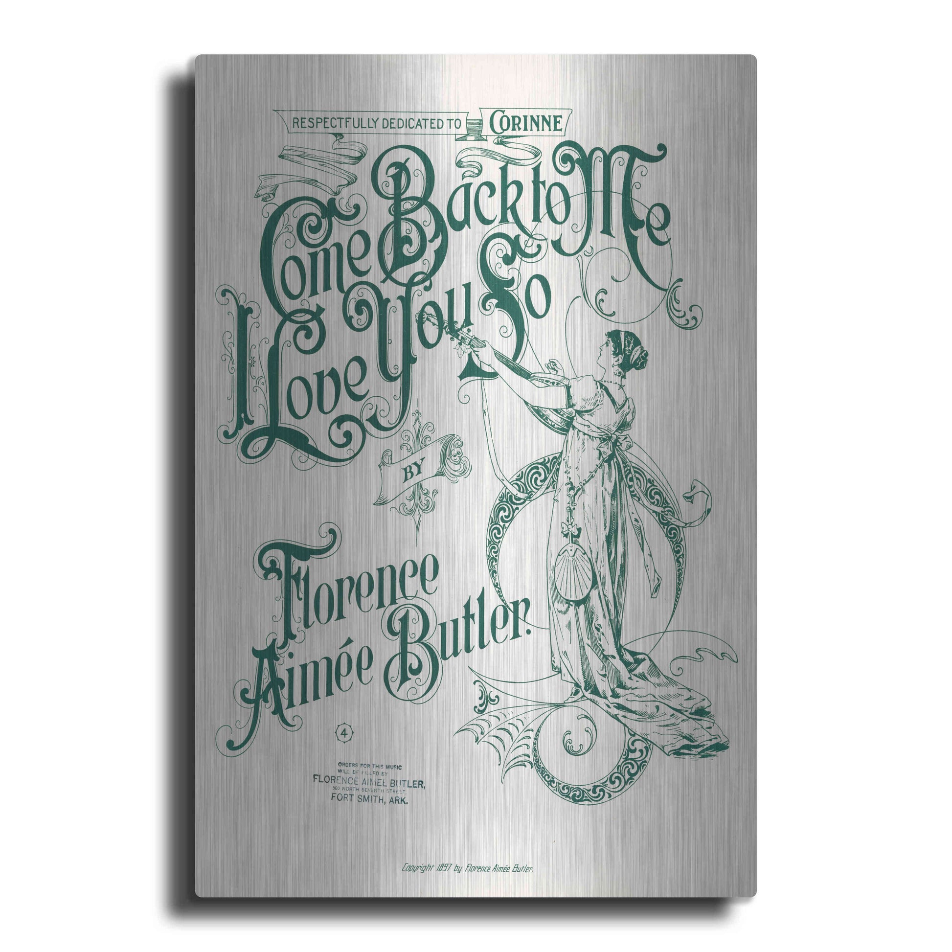 Luxe Metal Art 'Come Back To Me I Love You So (1897)' by Epic Portfolio, Metal Wall Art