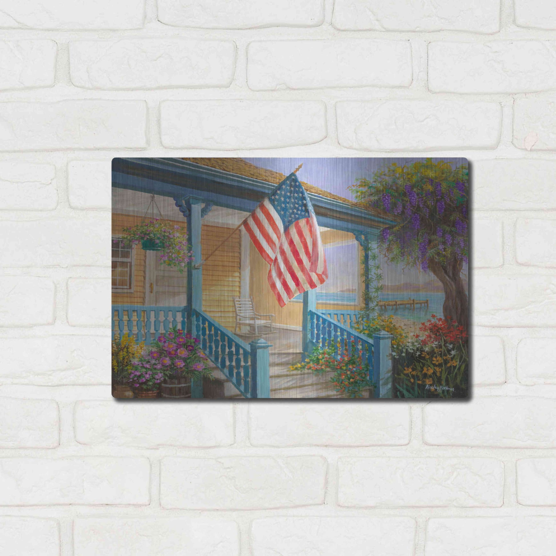 Luxe Metal Art 'My Home Sweet Home' by Nicky Boehme, Metal Wall Art,16x12