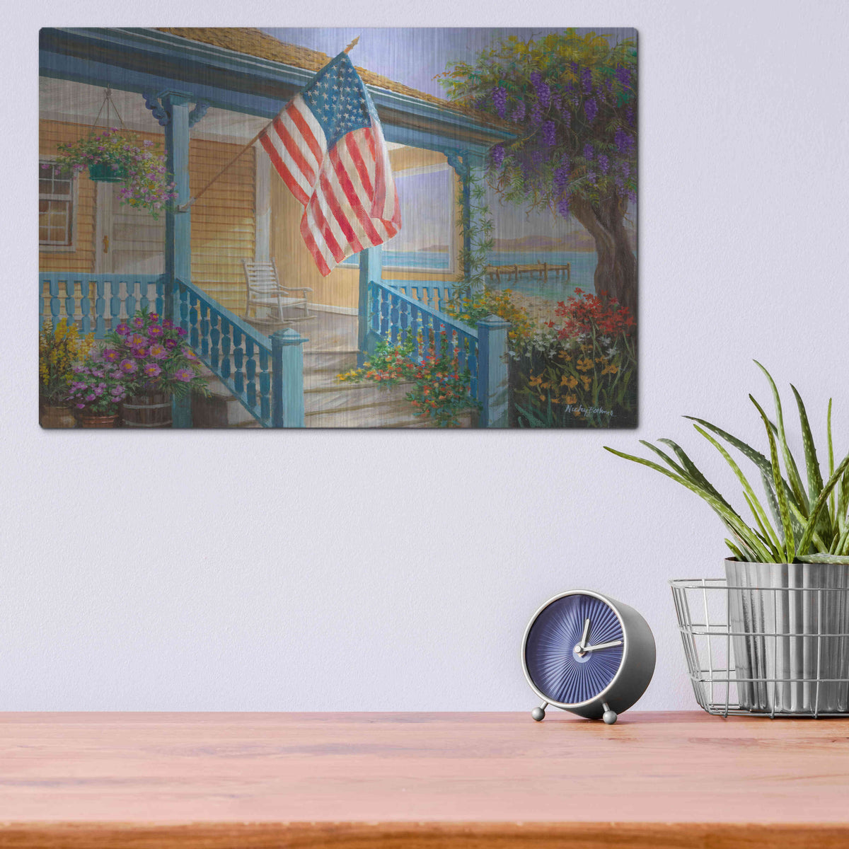Luxe Metal Art 'My Home Sweet Home' by Nicky Boehme, Metal Wall Art,16x12