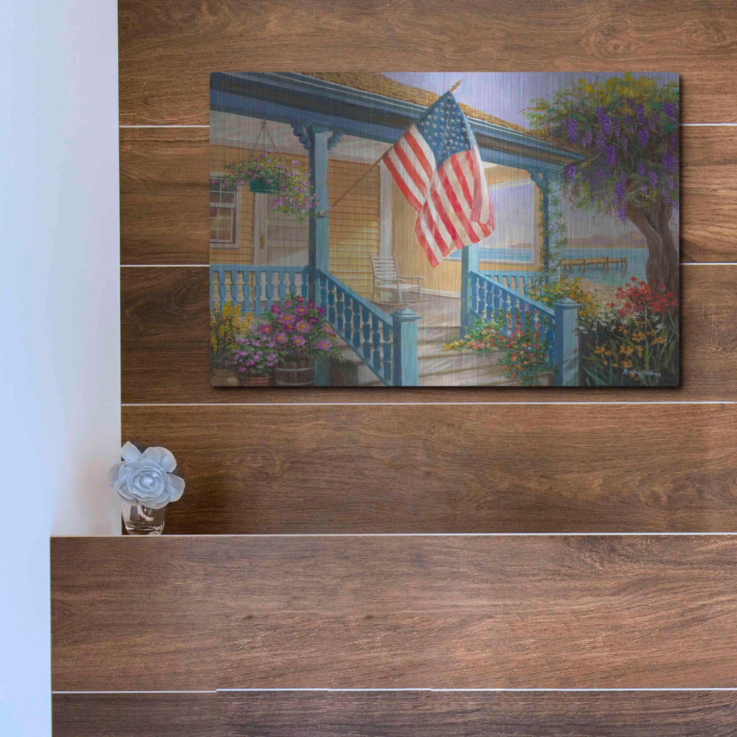 Luxe Metal Art 'My Home Sweet Home' by Nicky Boehme, Metal Wall Art,16x12