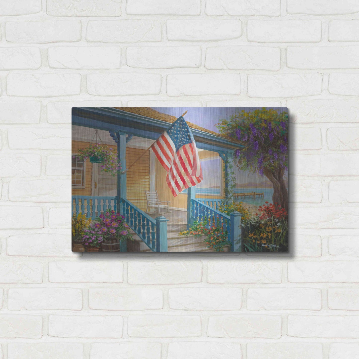 Luxe Metal Art 'My Home Sweet Home' by Nicky Boehme, Metal Wall Art,24x16