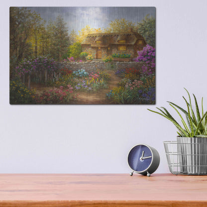 Luxe Metal Art 'Cottage Garden in Full Bloom ' by Nicky Boehme, Metal Wall Art,16x12