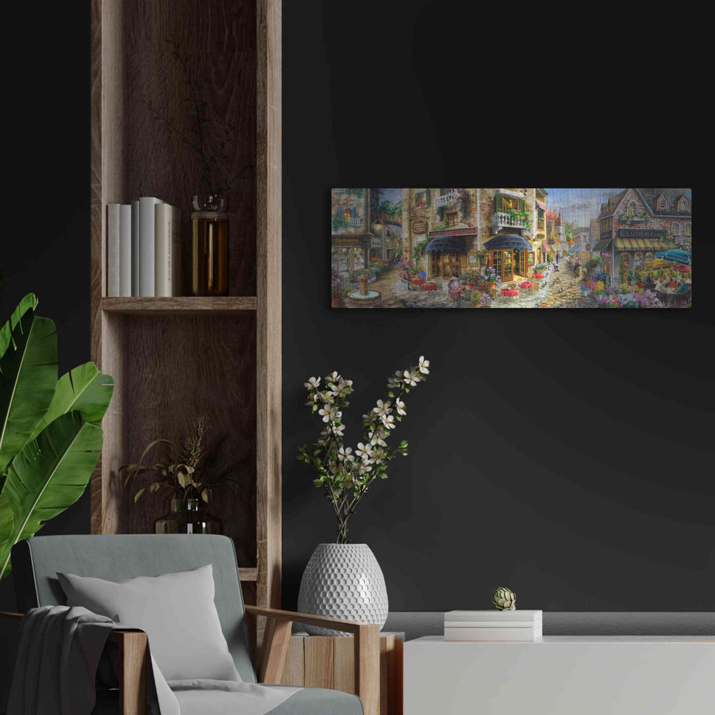 Luxe Metal Art 'Late Afternoon in Italy' by Nicky Boehme, Metal Wall Art,36x12