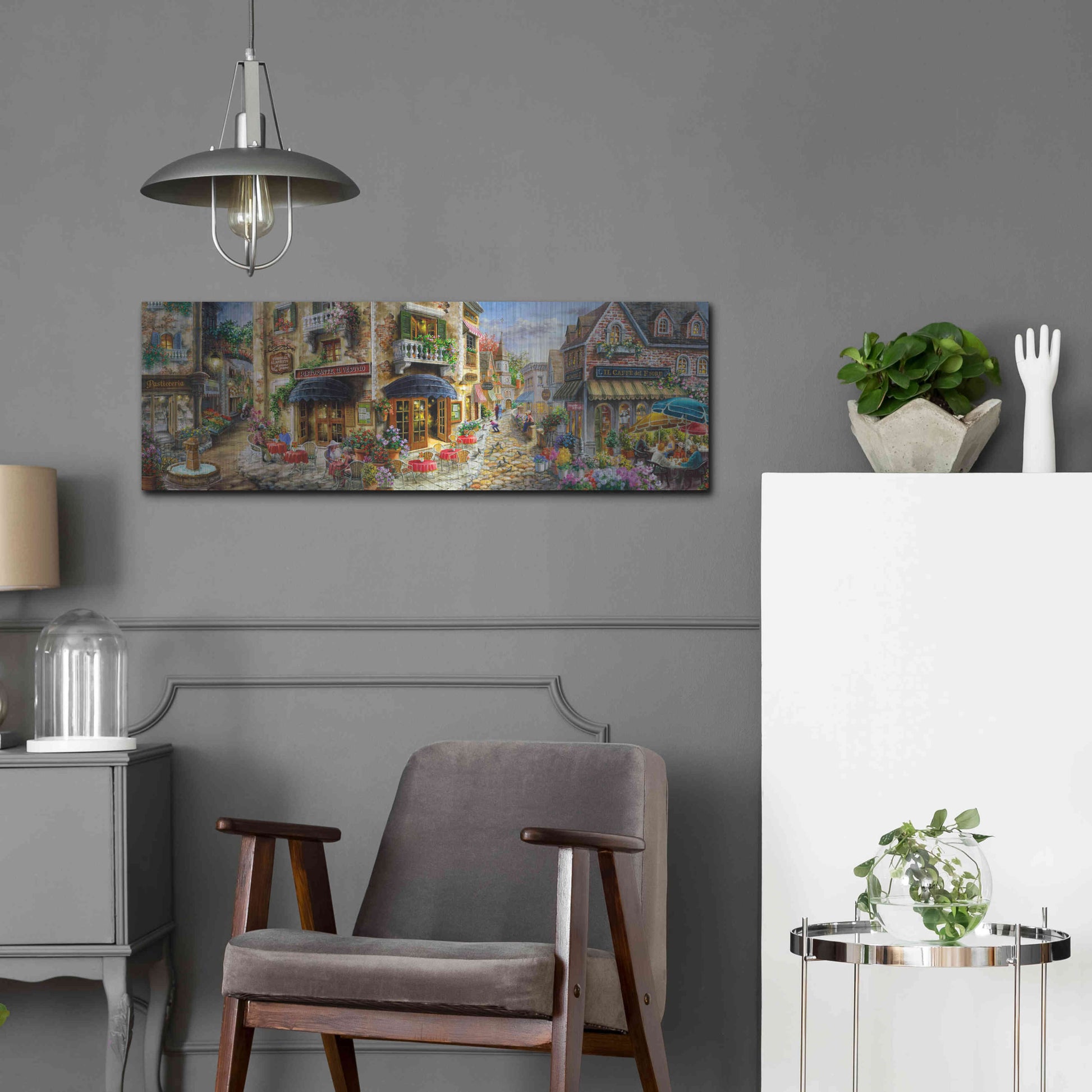 Luxe Metal Art 'Late Afternoon in Italy' by Nicky Boehme, Metal Wall Art,36x12