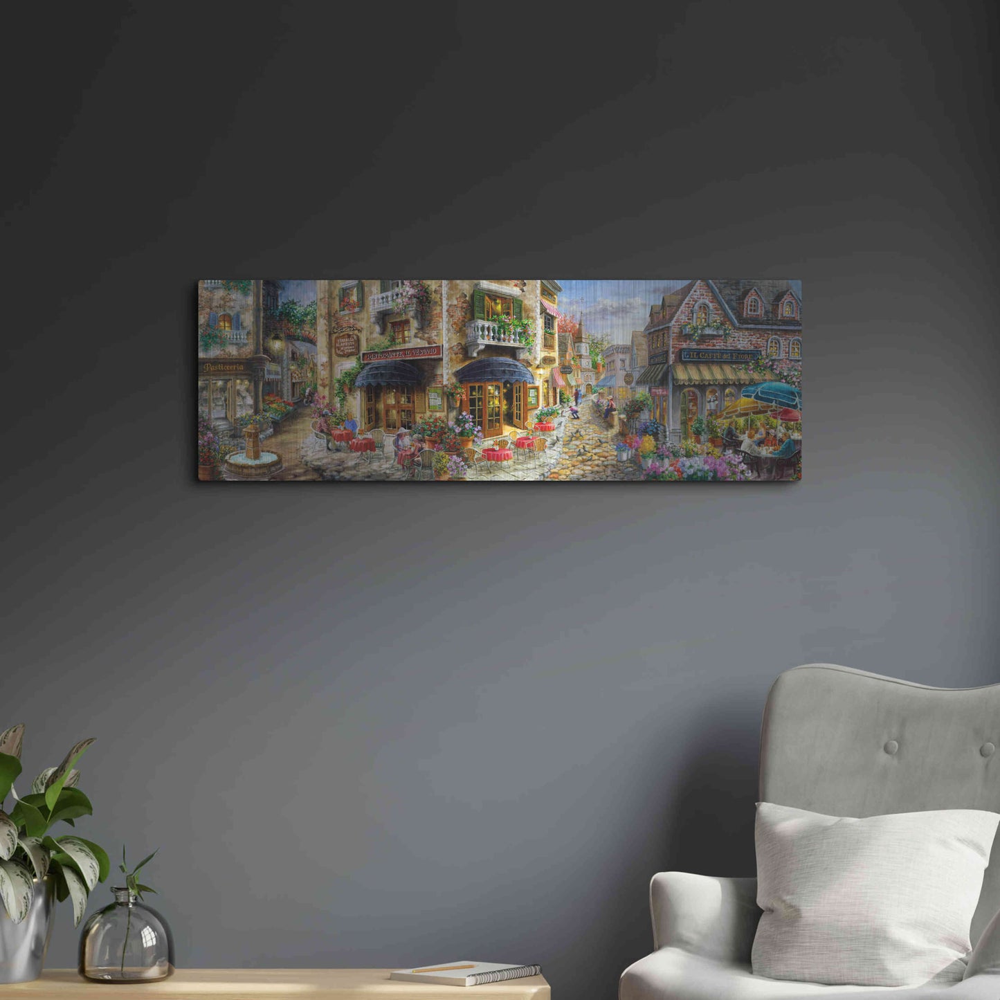 Luxe Metal Art 'Late Afternoon in Italy' by Nicky Boehme, Metal Wall Art,36x12