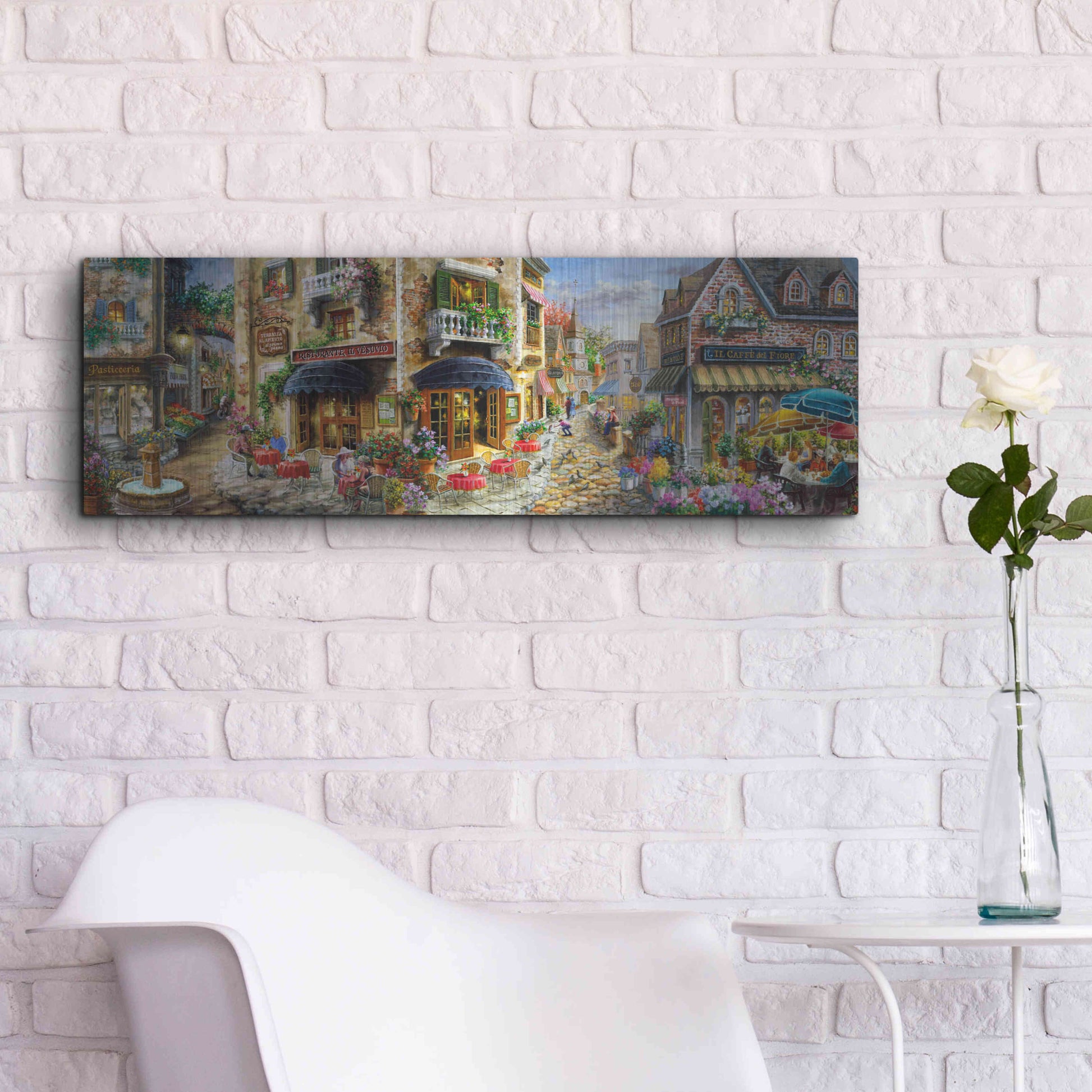 Luxe Metal Art 'Late Afternoon in Italy' by Nicky Boehme, Metal Wall Art,36x12