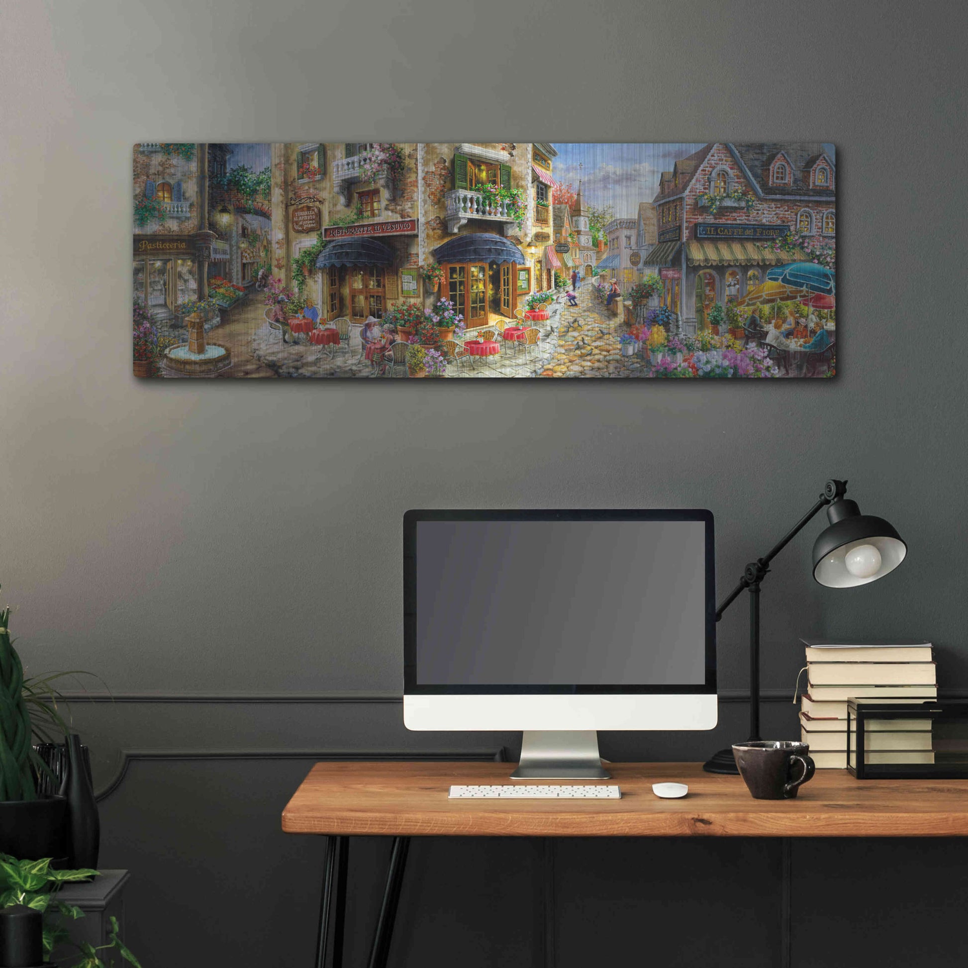 Luxe Metal Art 'Late Afternoon in Italy' by Nicky Boehme, Metal Wall Art,48x16