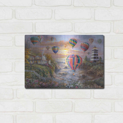 Luxe Metal Art 'Balloons Over Cottage Cove' by Nicky Boehme, Metal Wall Art,16x12