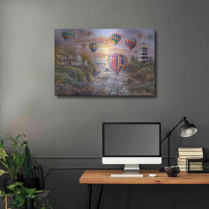 Luxe Metal Art 'Balloons Over Cottage Cove' by Nicky Boehme, Metal Wall Art,36x24