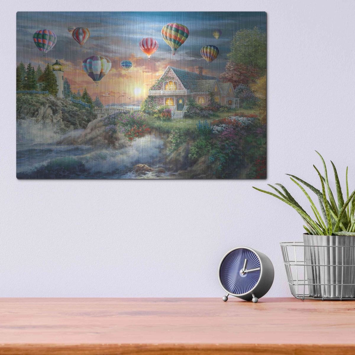 Luxe Metal Art 'Balloons over Sunset Cove' by Nicky Boehme, Metal Wall Art,16x12