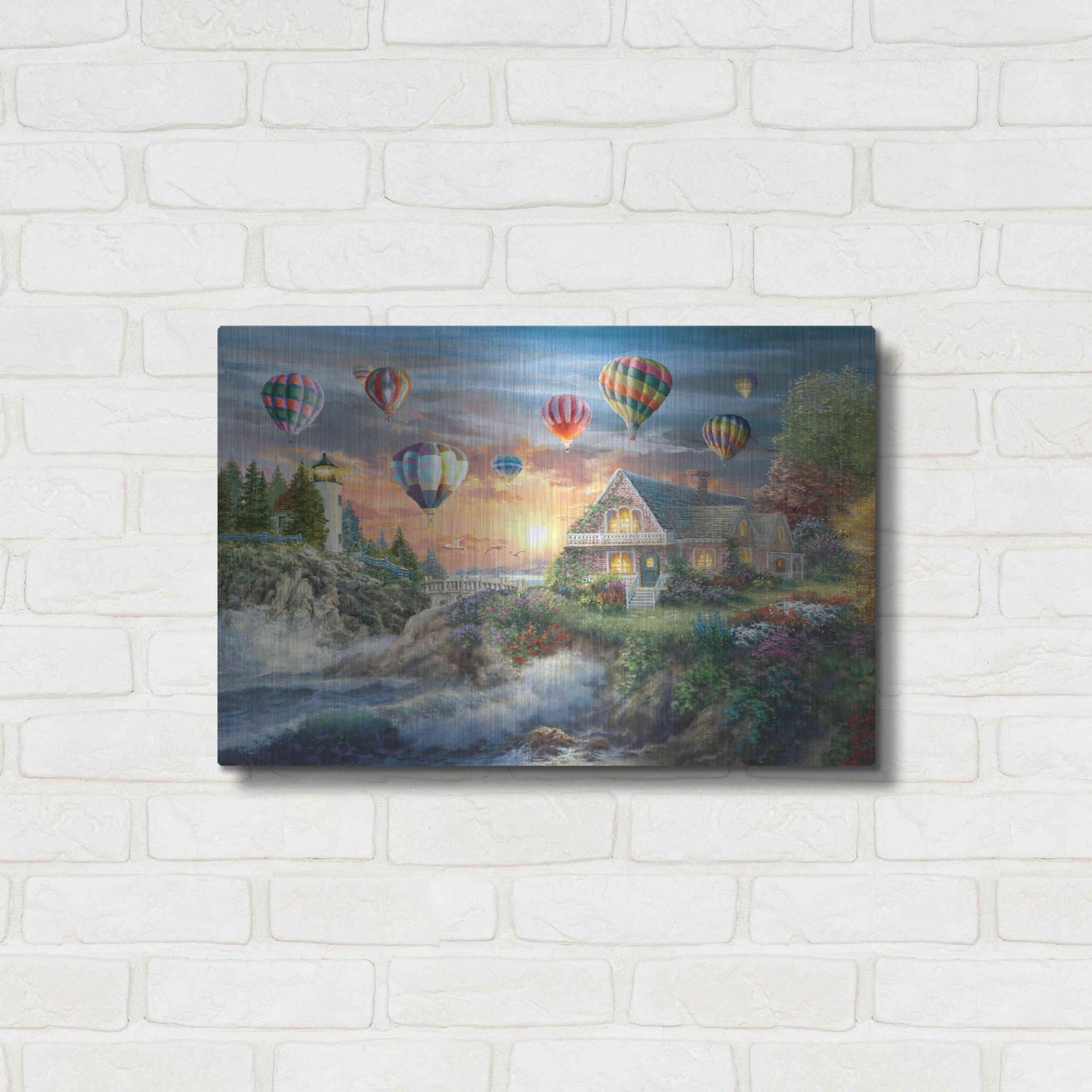 Luxe Metal Art 'Balloons over Sunset Cove' by Nicky Boehme, Metal Wall Art,24x16