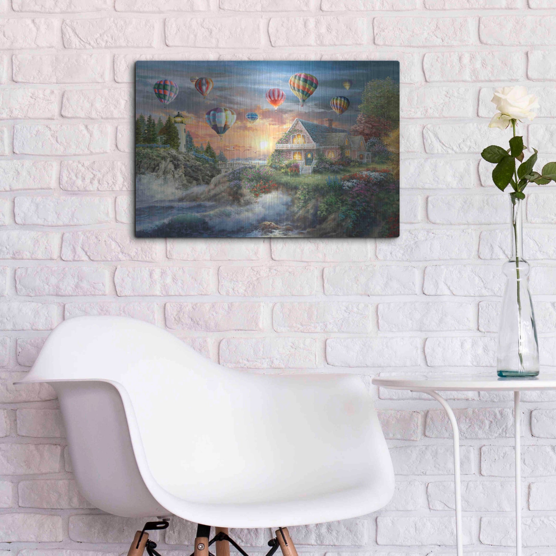 Luxe Metal Art 'Balloons over Sunset Cove' by Nicky Boehme, Metal Wall Art,24x16