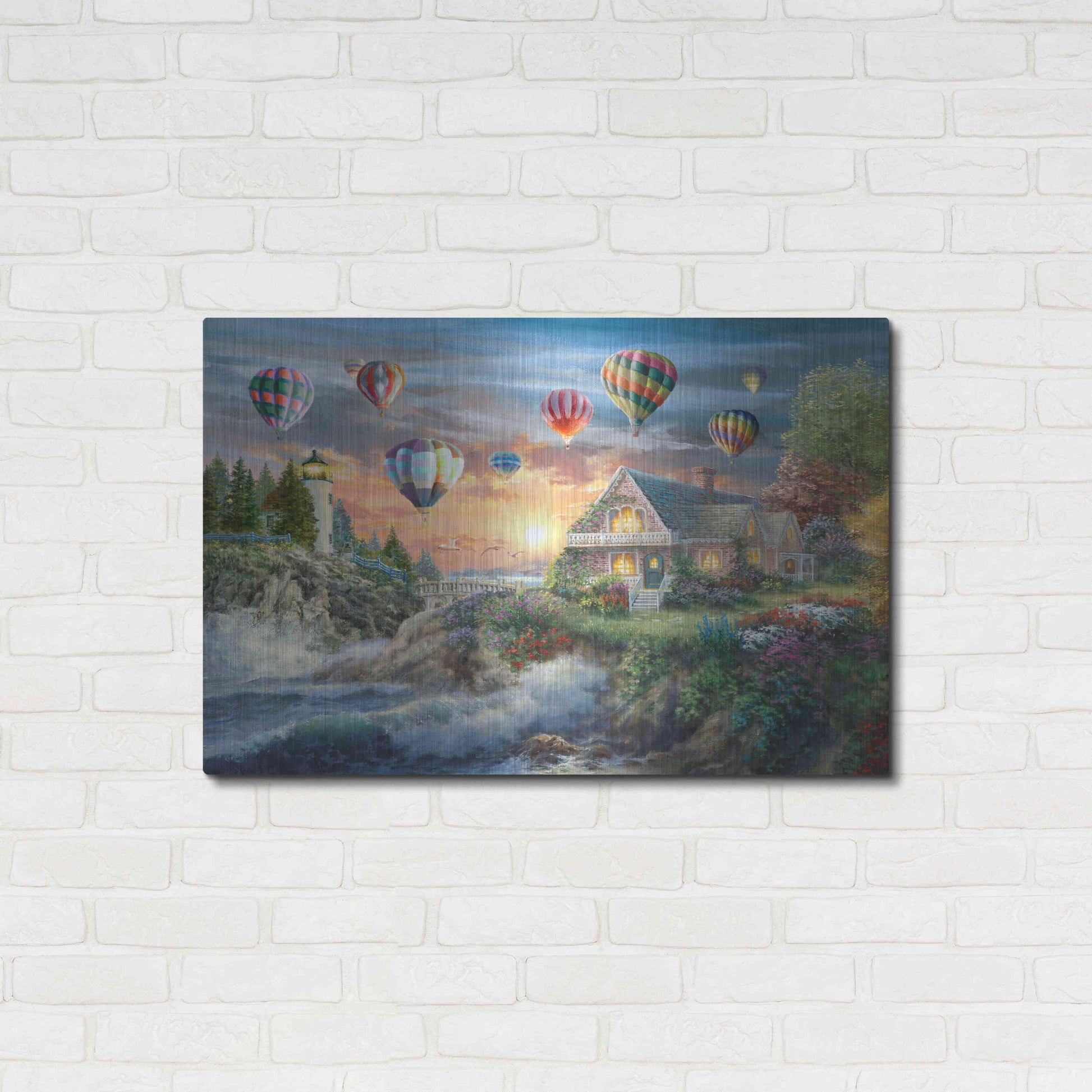 Luxe Metal Art 'Balloons over Sunset Cove' by Nicky Boehme, Metal Wall Art,36x24
