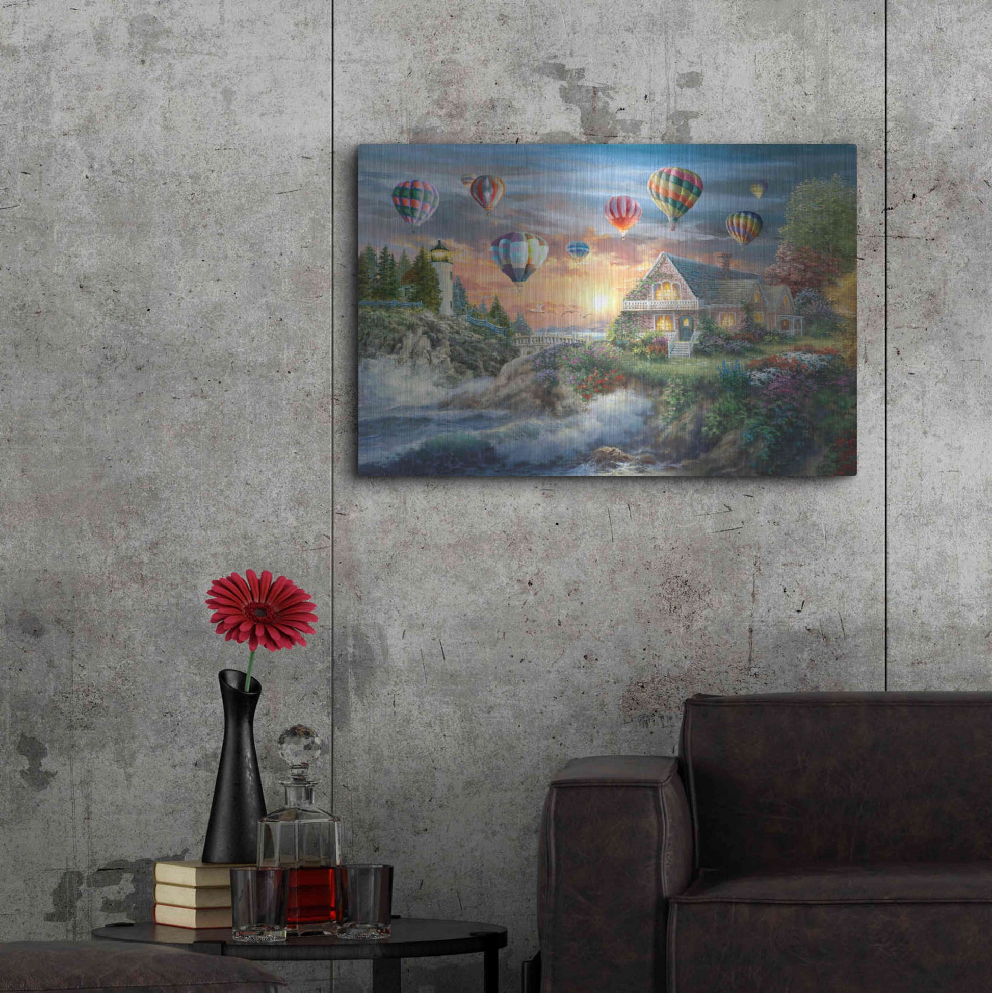 Luxe Metal Art 'Balloons over Sunset Cove' by Nicky Boehme, Metal Wall Art,36x24