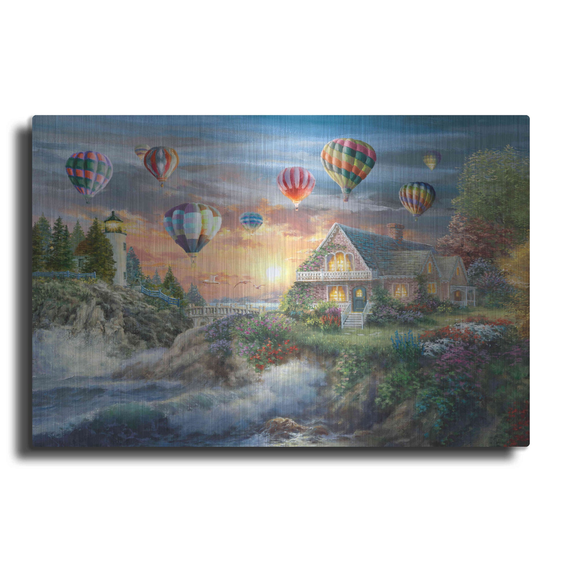 Luxe Metal Art 'Balloons over Sunset Cove' by Nicky Boehme, Metal Wall Art