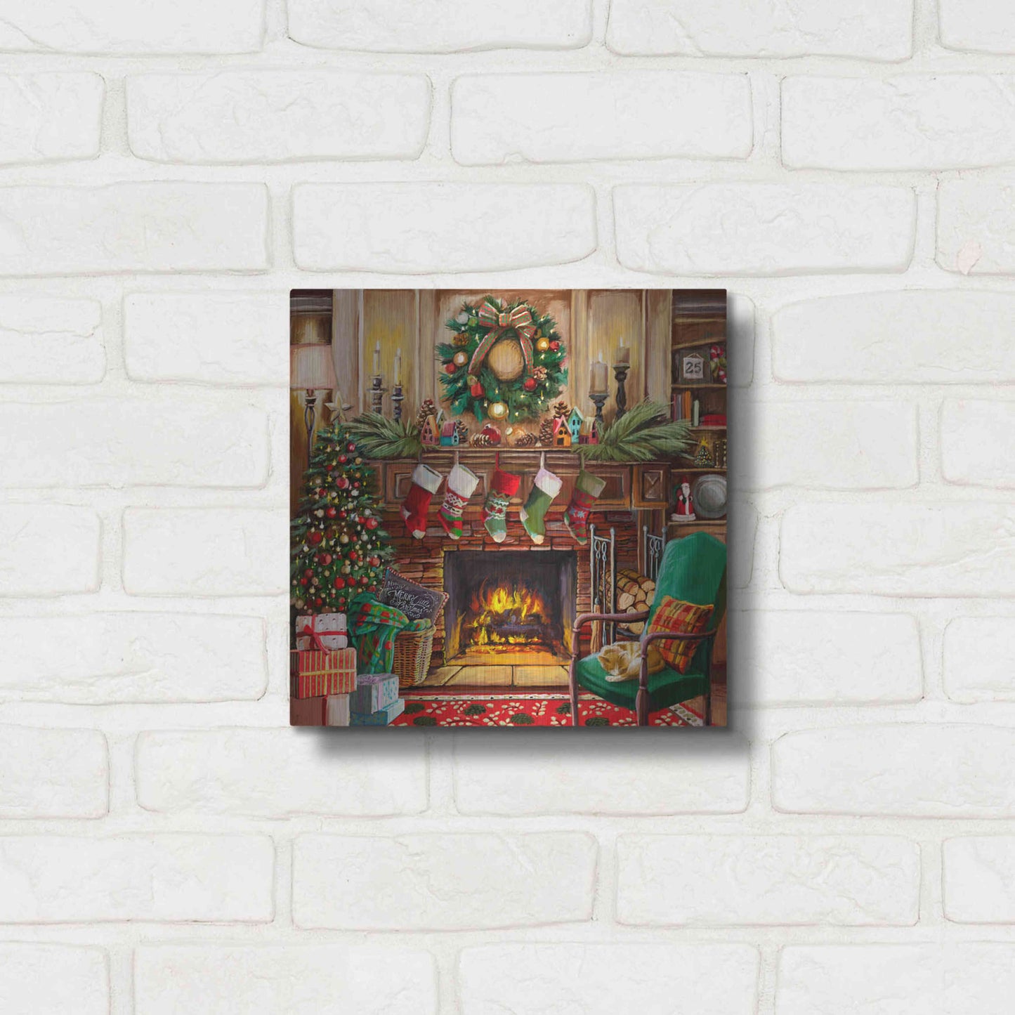 Luxe Metal Art 'Fireside Christmas' by Nicky Boehme, Metal Wall Art,12x12