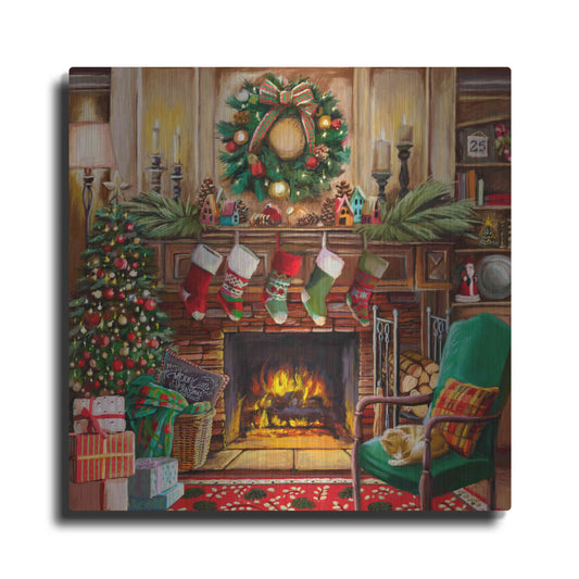 Luxe Metal Art 'Fireside Christmas' by Nicky Boehme, Metal Wall Art