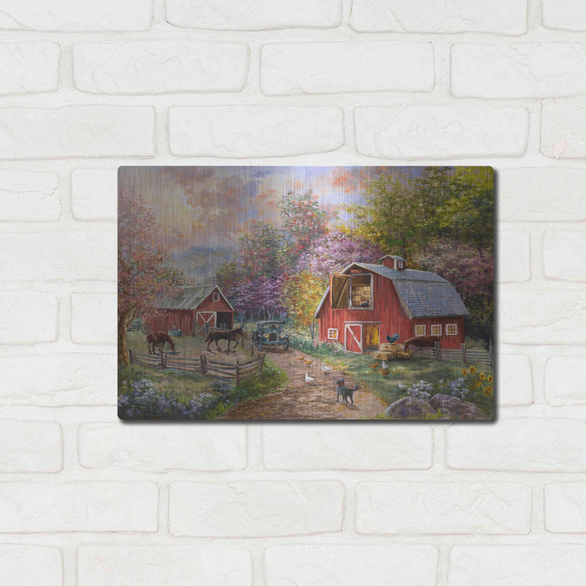 Luxe Metal Art 'Horse Farm Glen' by Nicky Boehme, Metal Wall Art,16x12