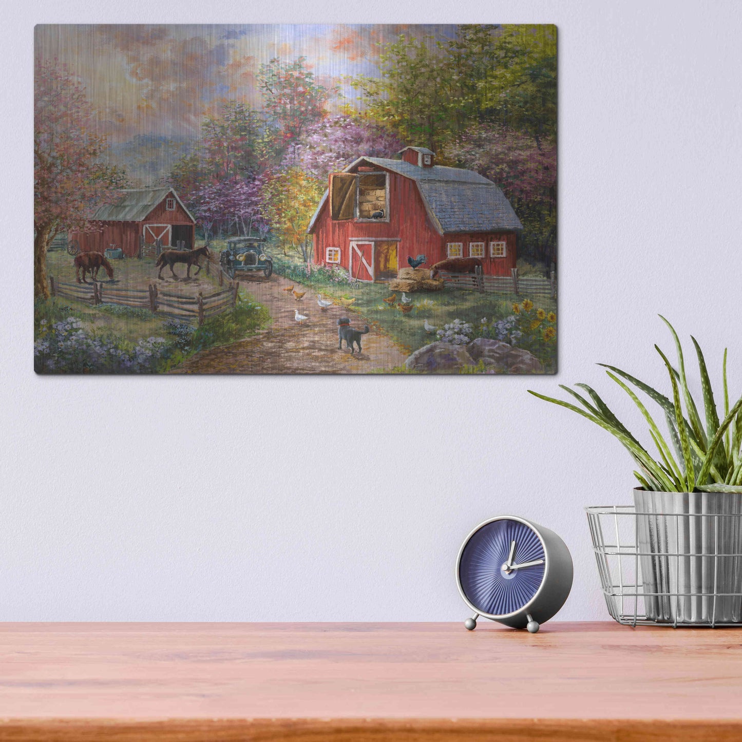 Luxe Metal Art 'Horse Farm Glen' by Nicky Boehme, Metal Wall Art,16x12