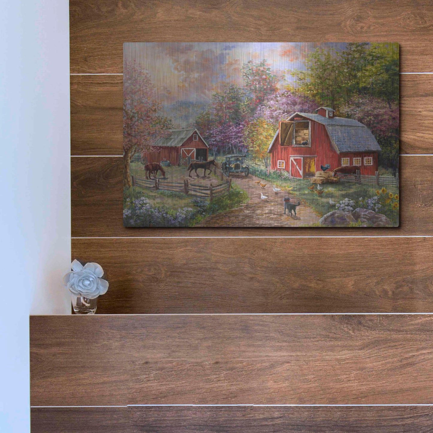 Luxe Metal Art 'Horse Farm Glen' by Nicky Boehme, Metal Wall Art,16x12