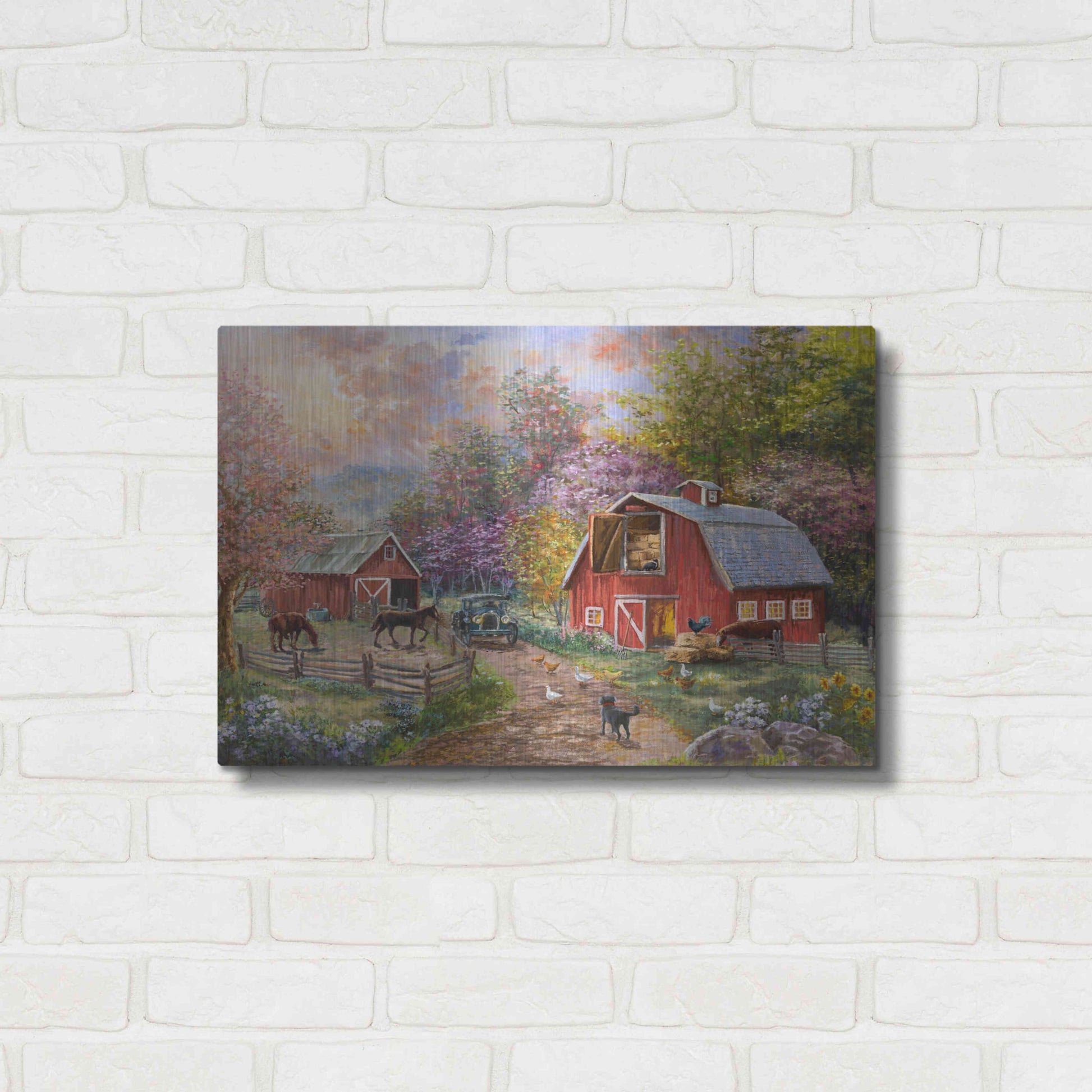 Luxe Metal Art 'Horse Farm Glen' by Nicky Boehme, Metal Wall Art,24x16