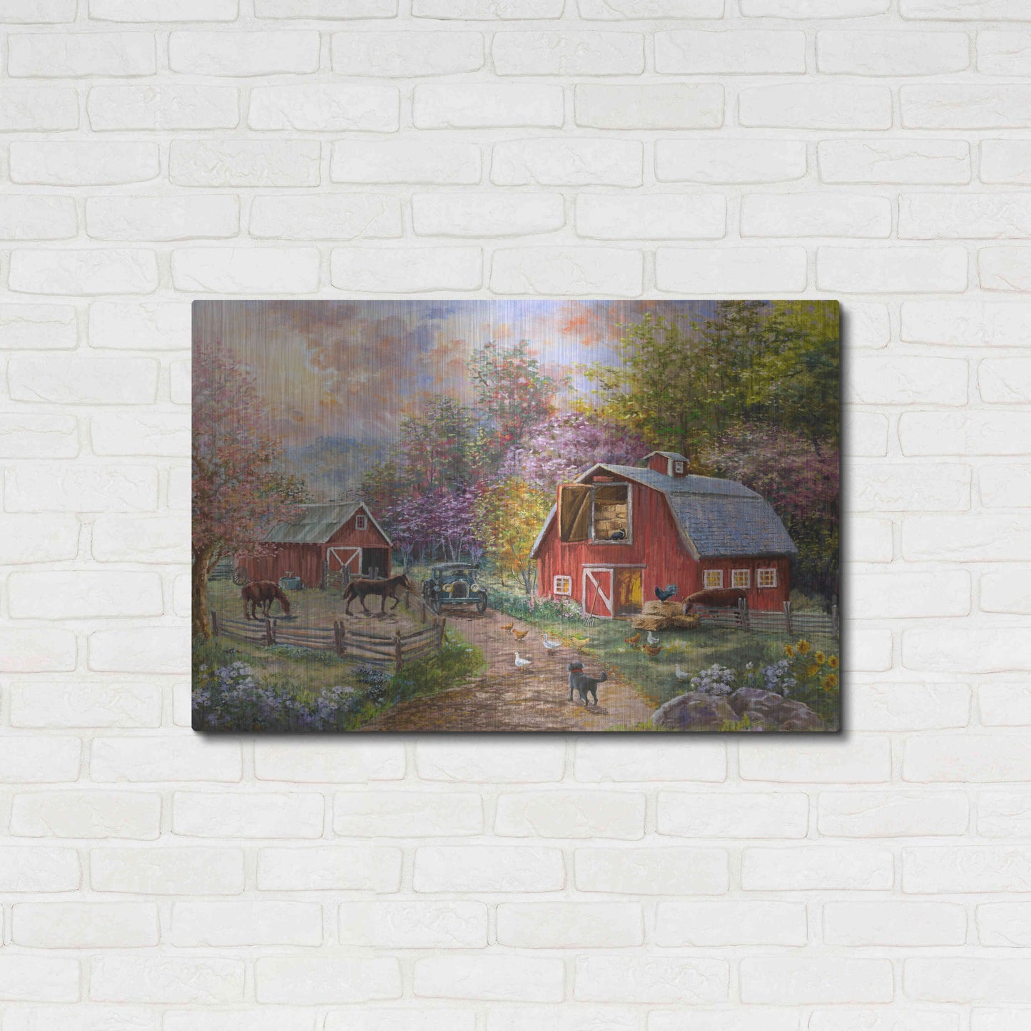 Luxe Metal Art 'Horse Farm Glen' by Nicky Boehme, Metal Wall Art,36x24