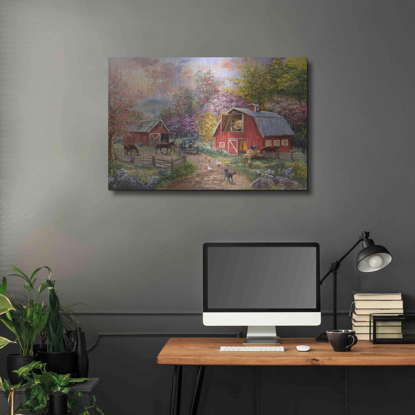 Luxe Metal Art 'Horse Farm Glen' by Nicky Boehme, Metal Wall Art,36x24