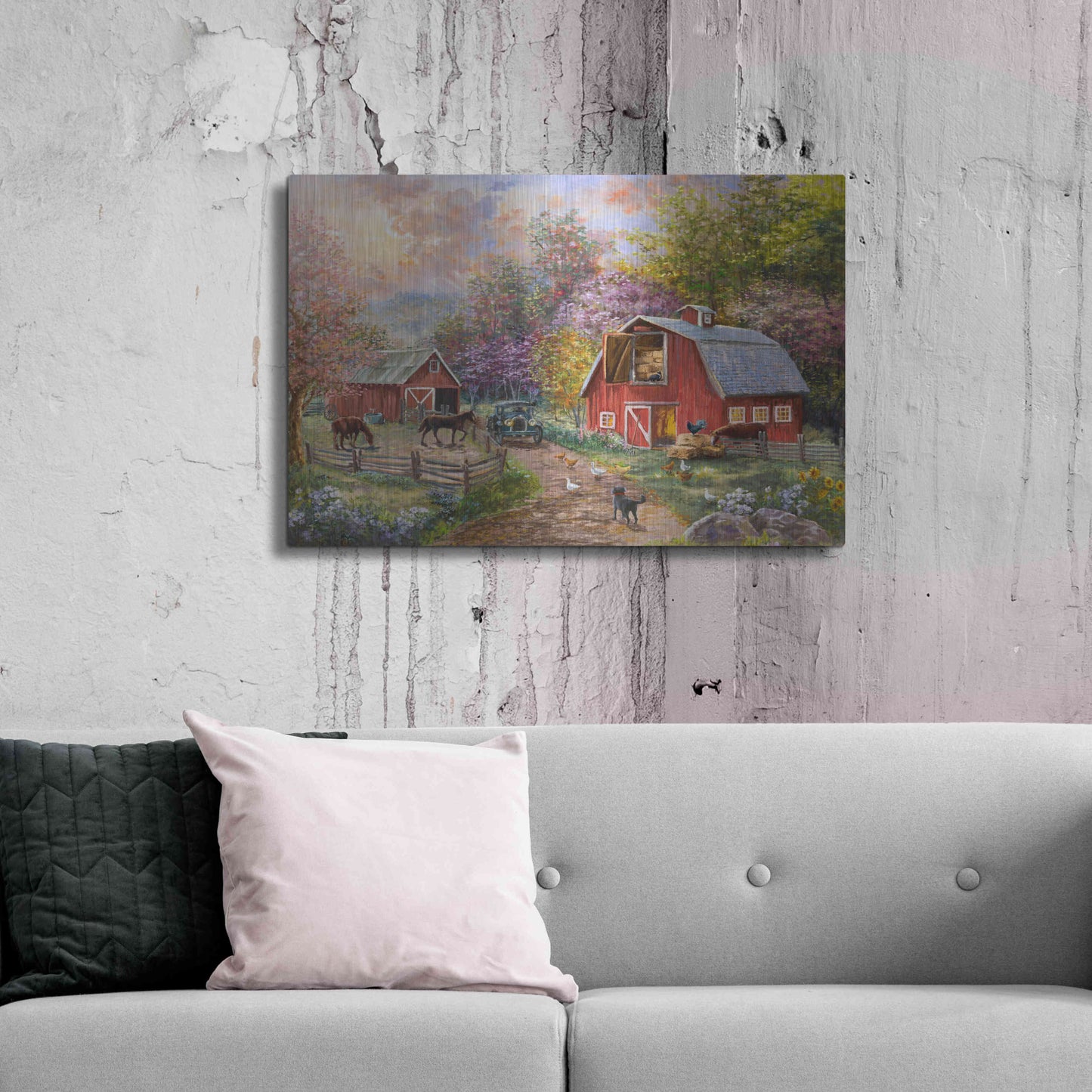 Luxe Metal Art 'Horse Farm Glen' by Nicky Boehme, Metal Wall Art,36x24