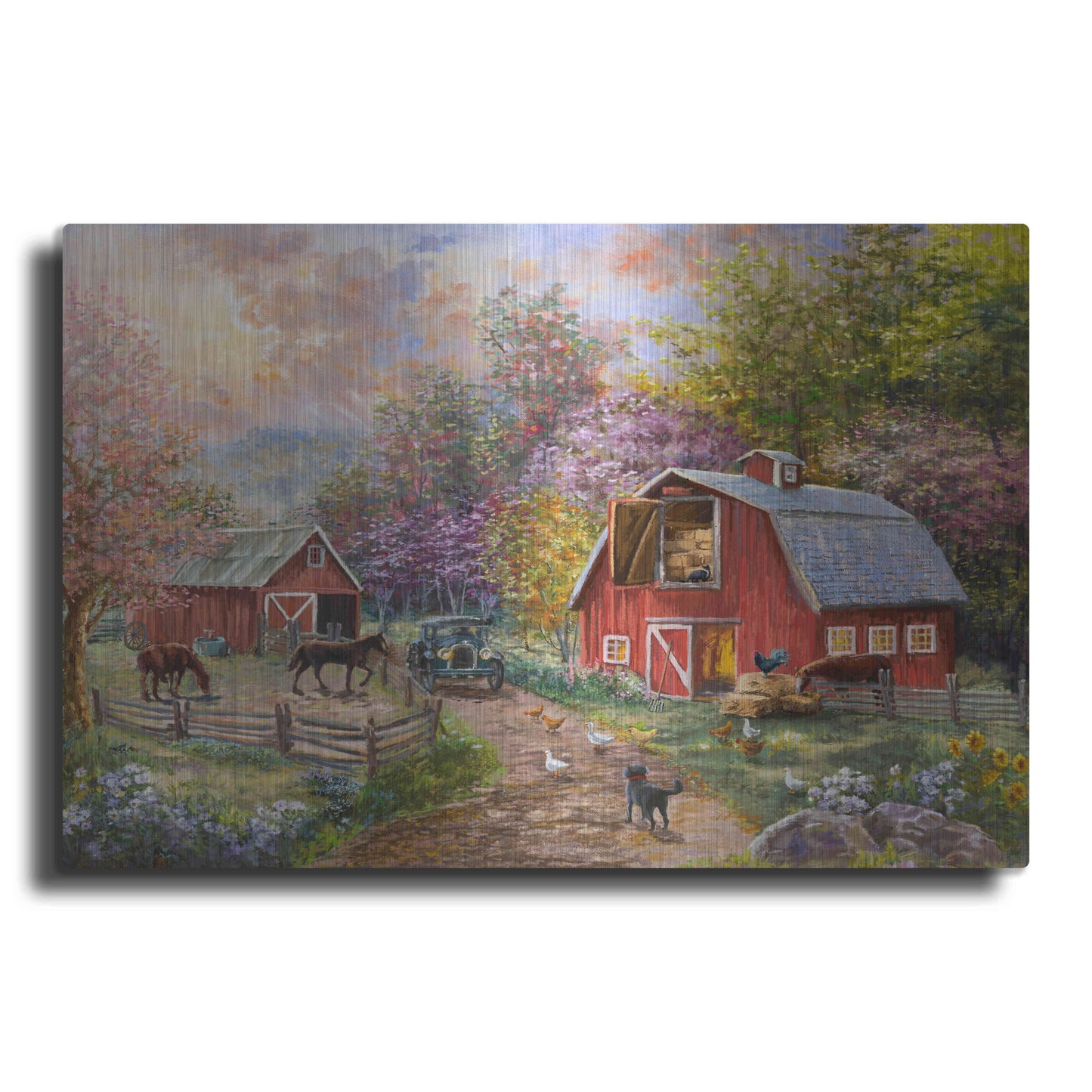 Luxe Metal Art 'Horse Farm Glen' by Nicky Boehme, Metal Wall Art