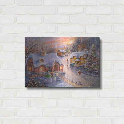 Luxe Metal Art 'Winter Cottage Glow' by Nicky Boehme, Metal Wall Art,24x16