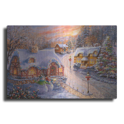 Luxe Metal Art 'Winter Cottage Glow' by Nicky Boehme, Metal Wall Art