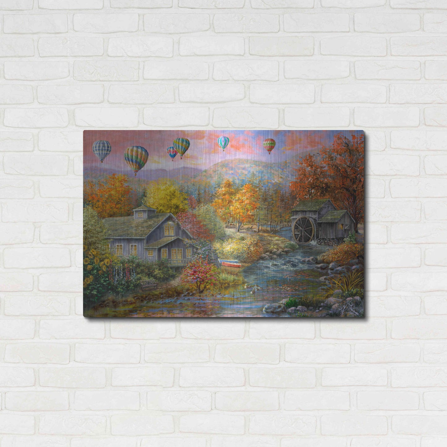 Luxe Metal Art 'Autumn Creek Mill' by Nicky Boehme, Metal Wall Art,36x24