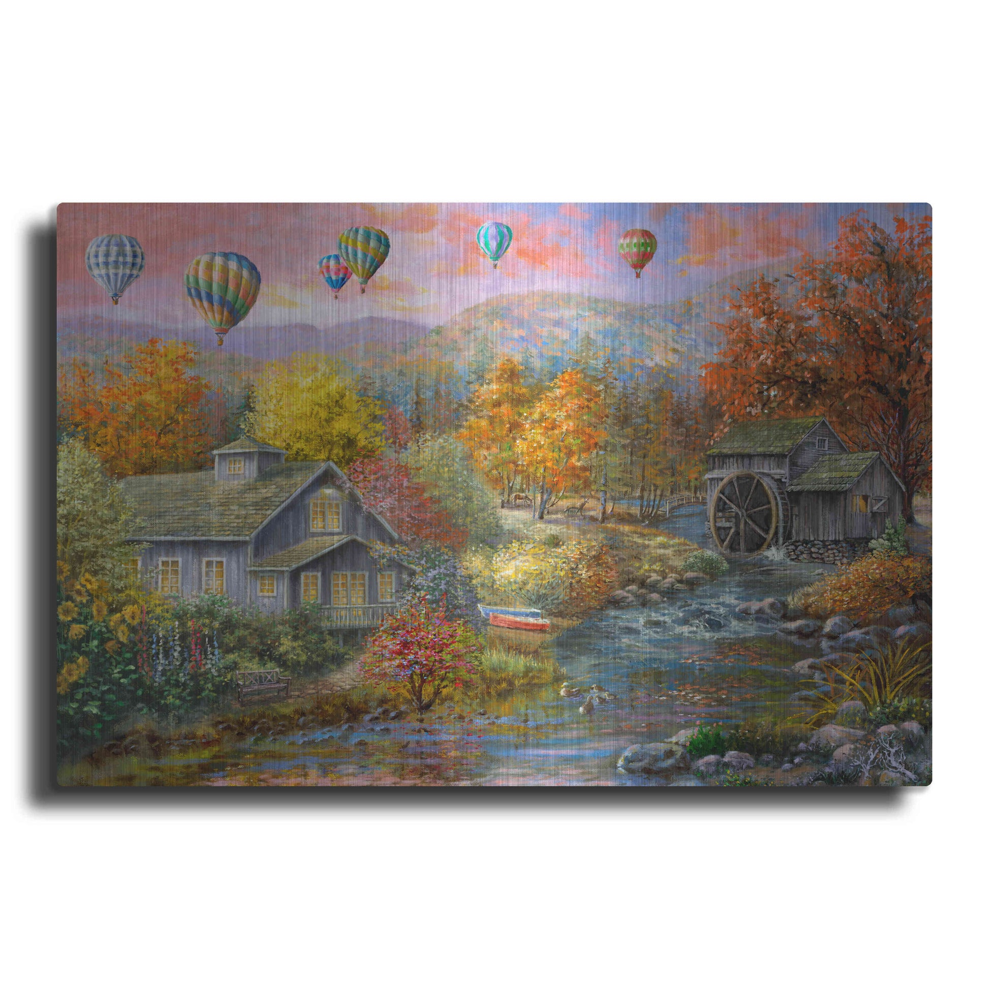 Luxe Metal Art 'Autumn Creek Mill' by Nicky Boehme, Metal Wall Art