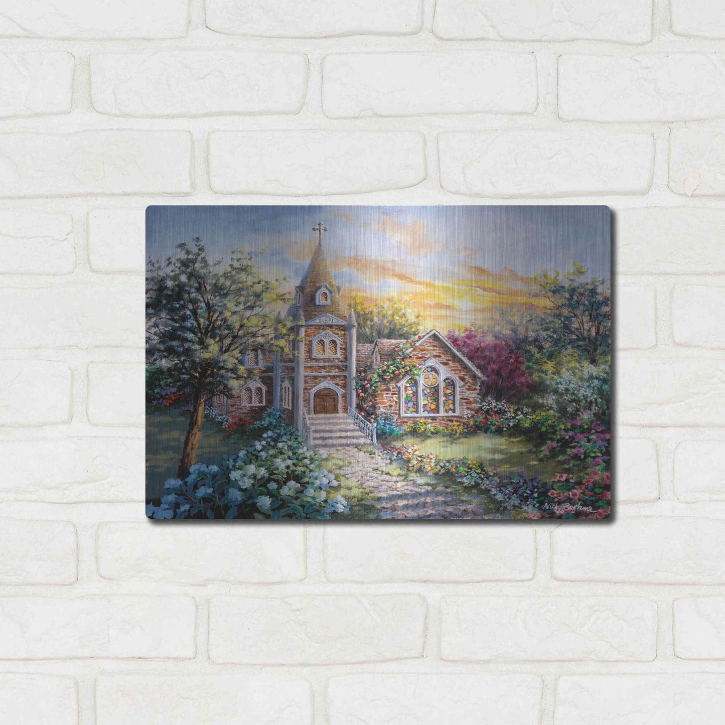 Luxe Metal Art 'Pray For Happiness' by Nicky Boehme, Metal Wall Art,16x12