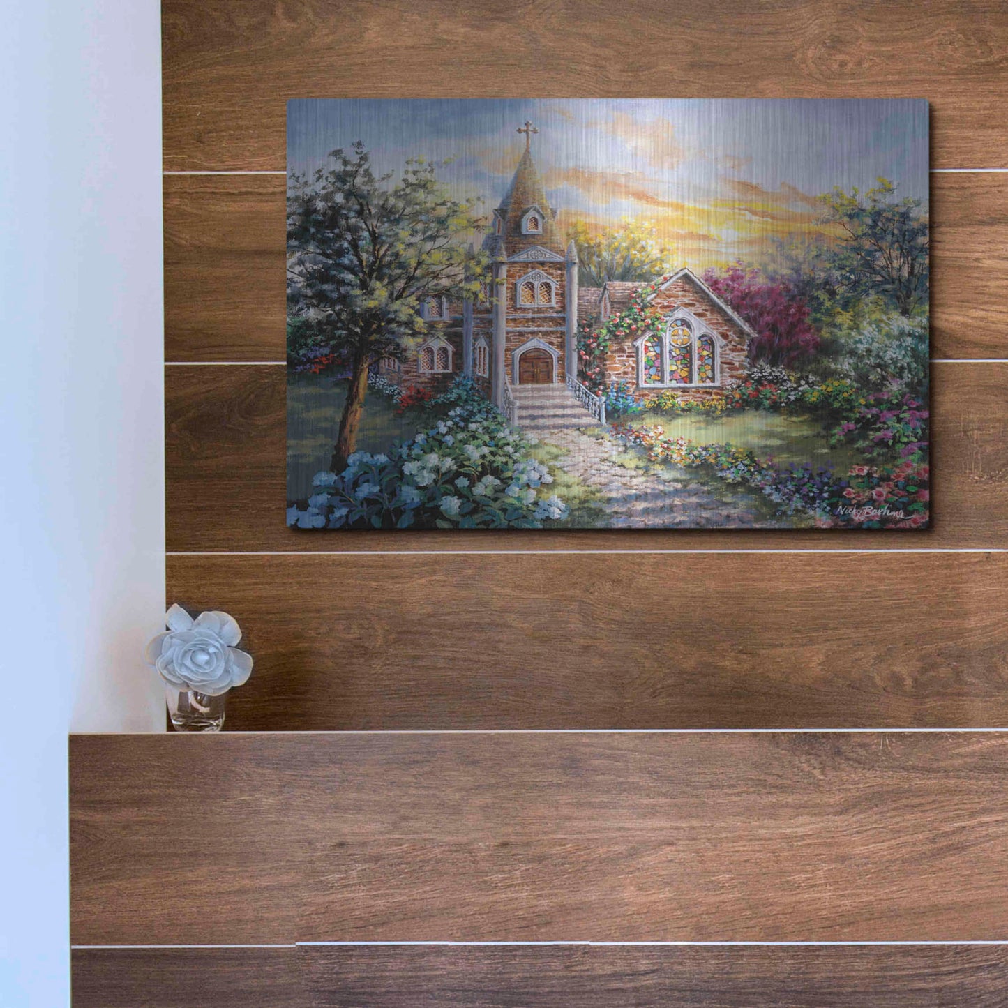 Luxe Metal Art 'Pray For Happiness' by Nicky Boehme, Metal Wall Art,16x12