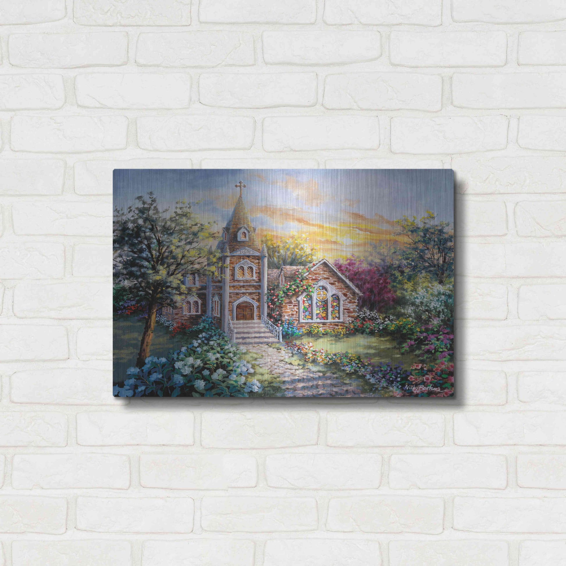 Luxe Metal Art 'Pray For Happiness' by Nicky Boehme, Metal Wall Art,24x16
