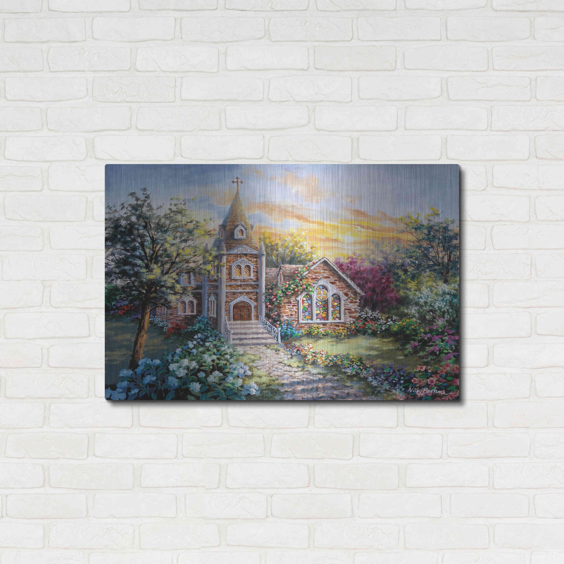 Luxe Metal Art 'Pray For Happiness' by Nicky Boehme, Metal Wall Art,36x24