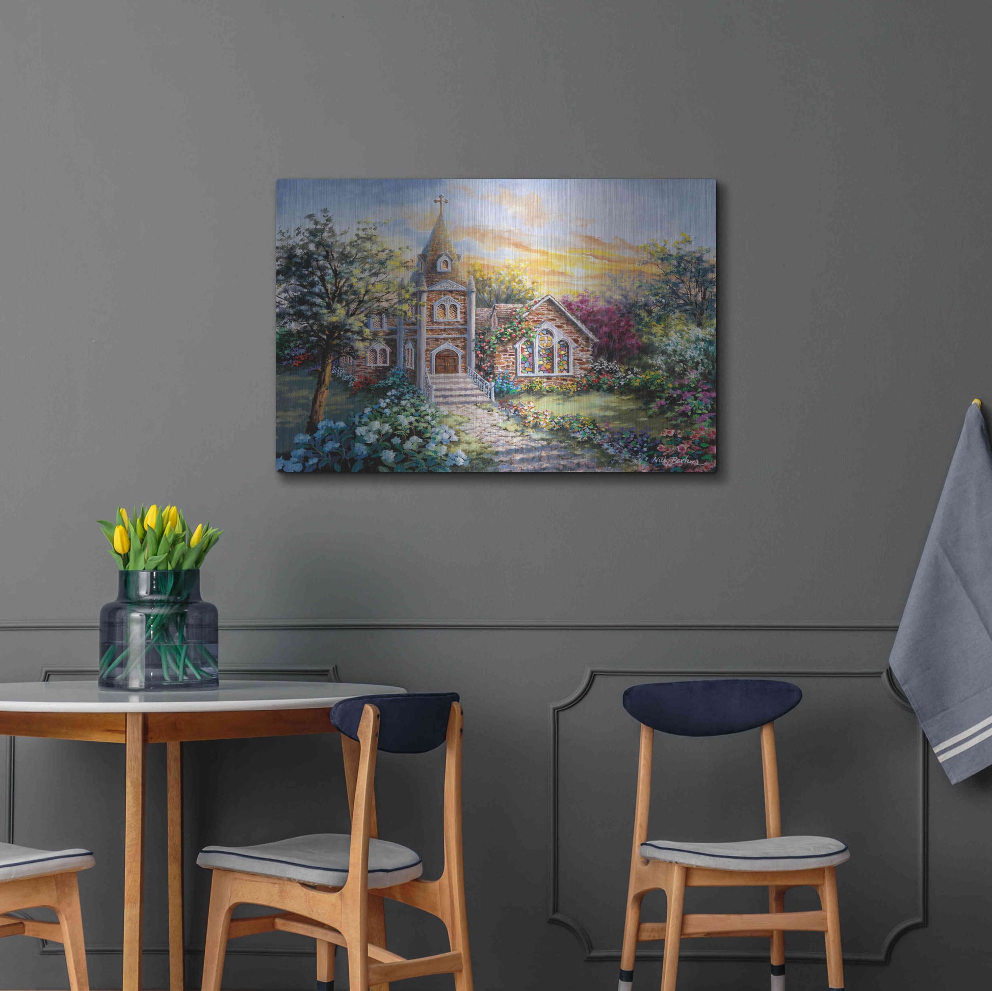 Luxe Metal Art 'Pray For Happiness' by Nicky Boehme, Metal Wall Art,36x24