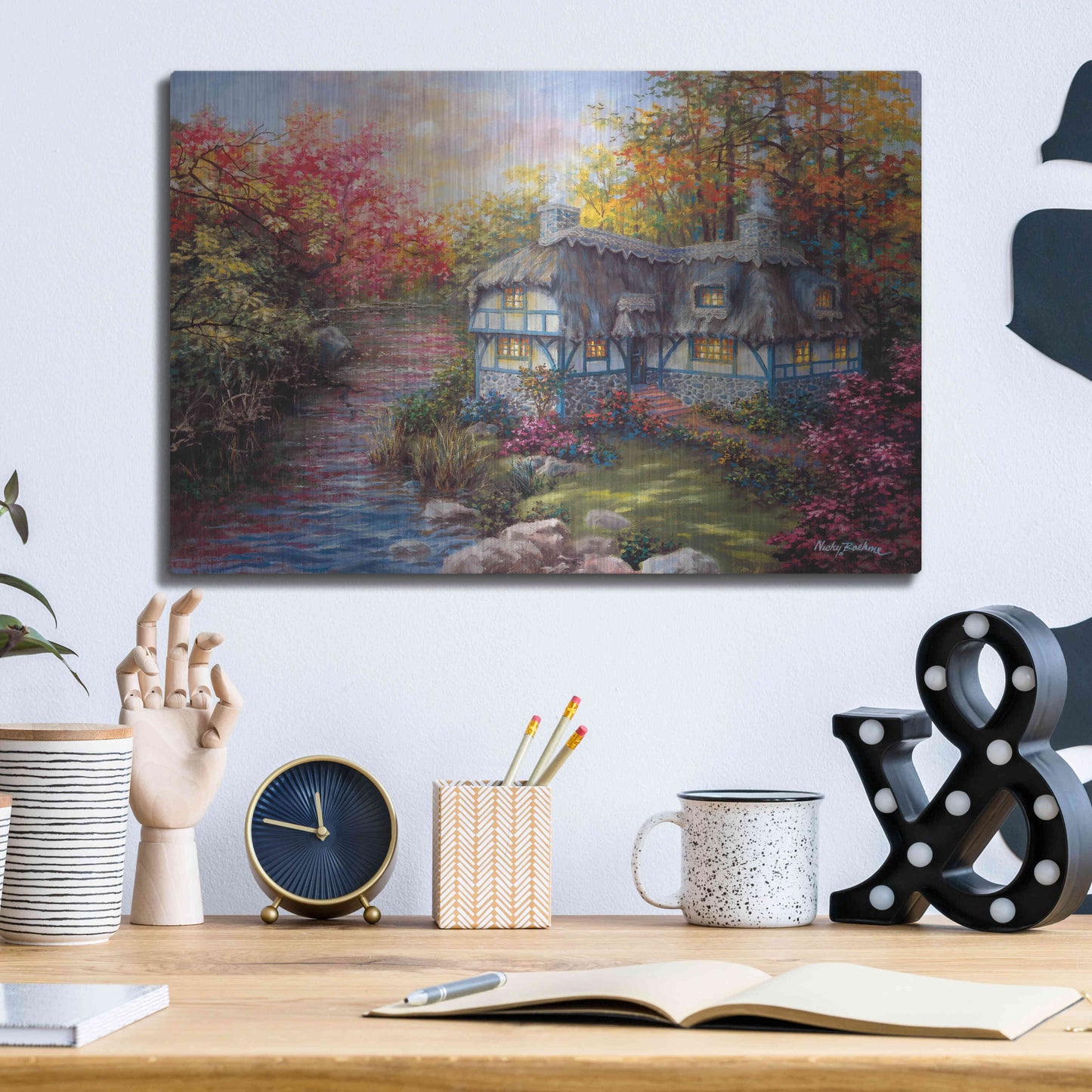 Luxe Metal Art 'There's No Place Like Home' by Nicky Boehme, Metal Wall Art,16x12