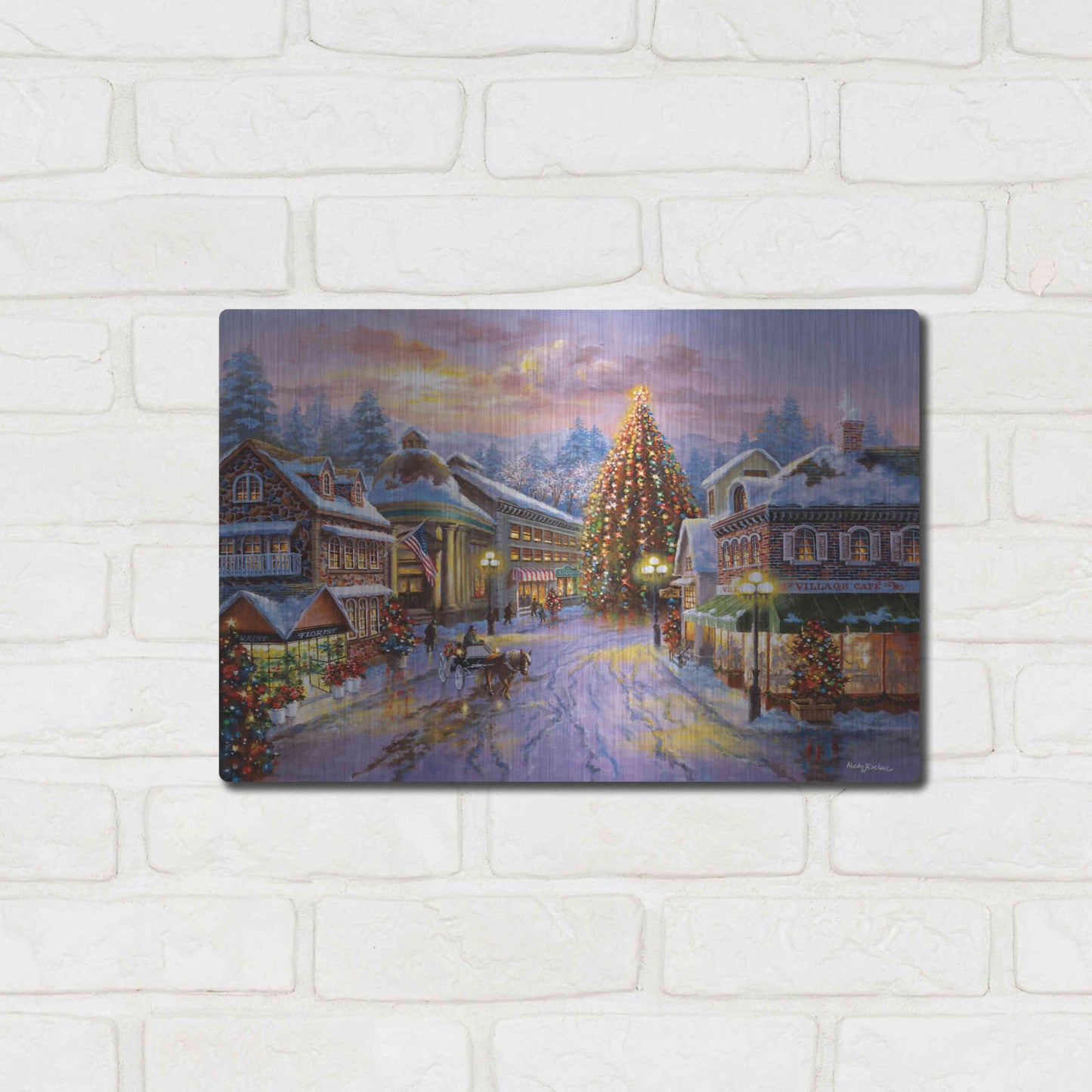 Luxe Metal Art 'Christmas Eve' by Nicky Boehme, Metal Wall Art,16x12