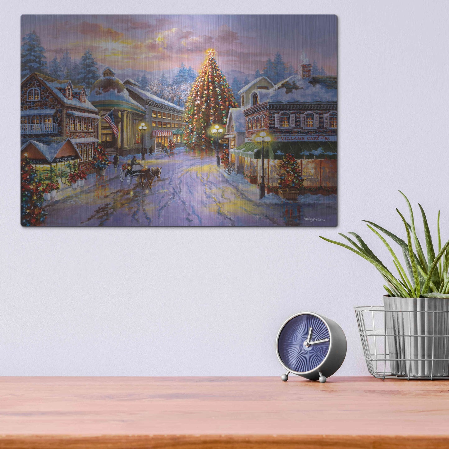 Luxe Metal Art 'Christmas Eve' by Nicky Boehme, Metal Wall Art,16x12