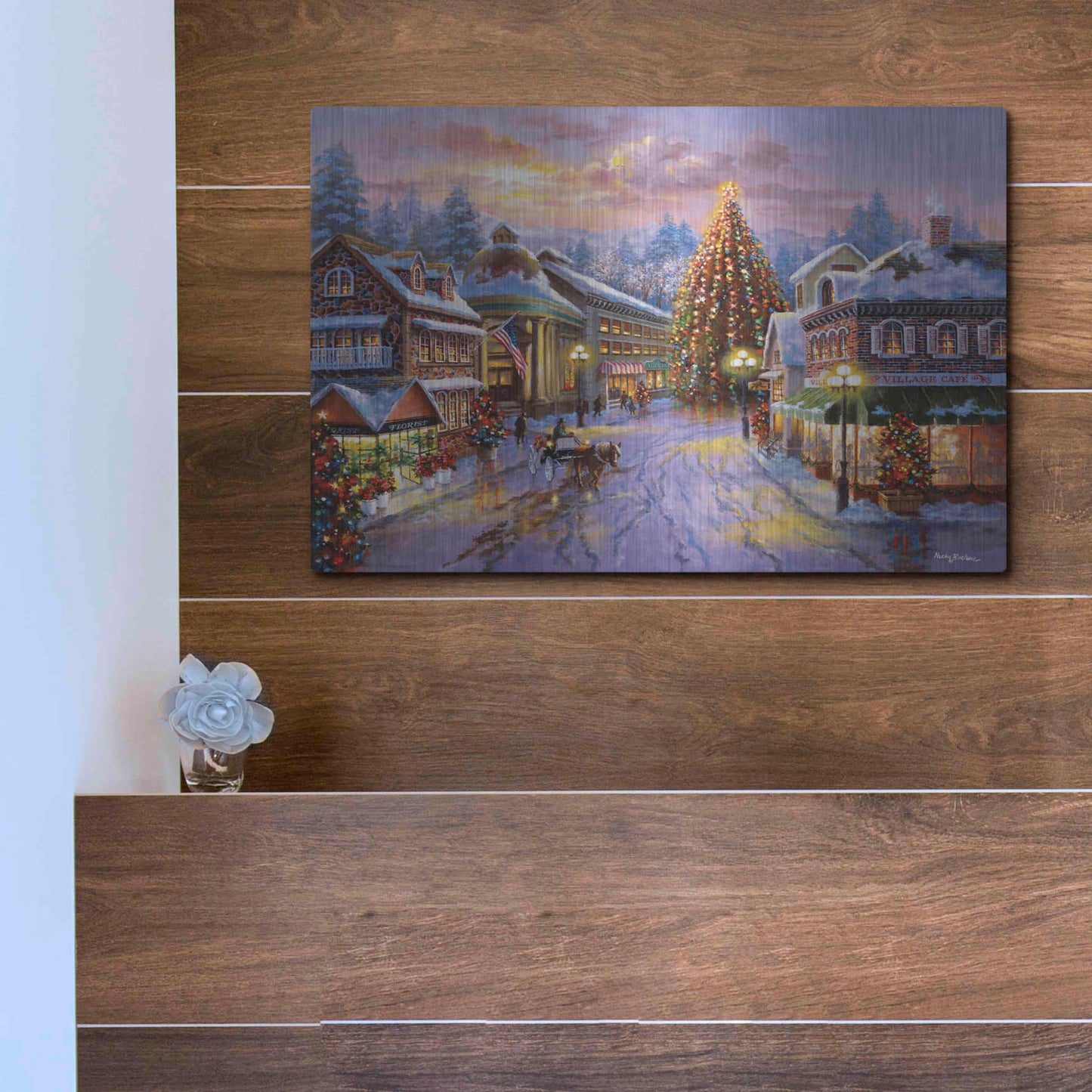 Luxe Metal Art 'Christmas Eve' by Nicky Boehme, Metal Wall Art,16x12