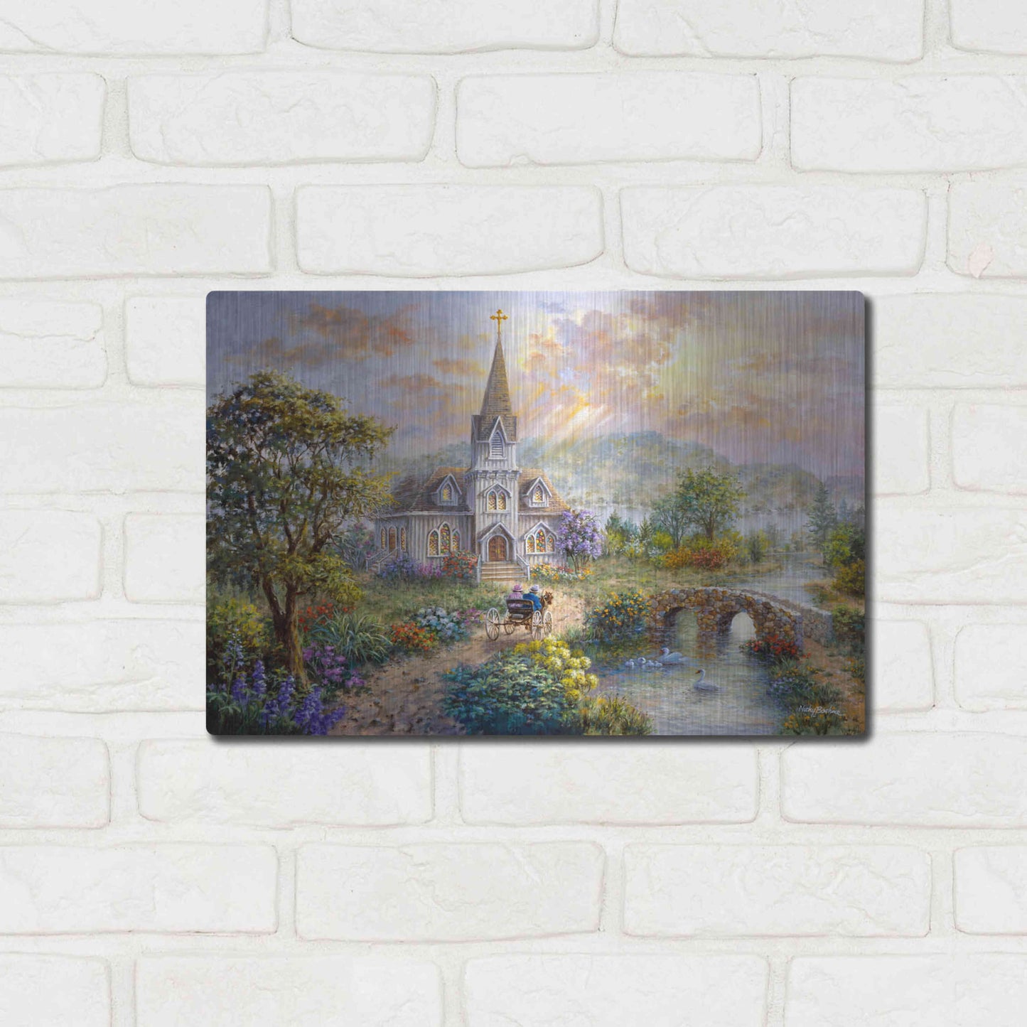 Luxe Metal Art 'Pray For World Peace' by Nicky Boehme, Metal Wall Art,16x12