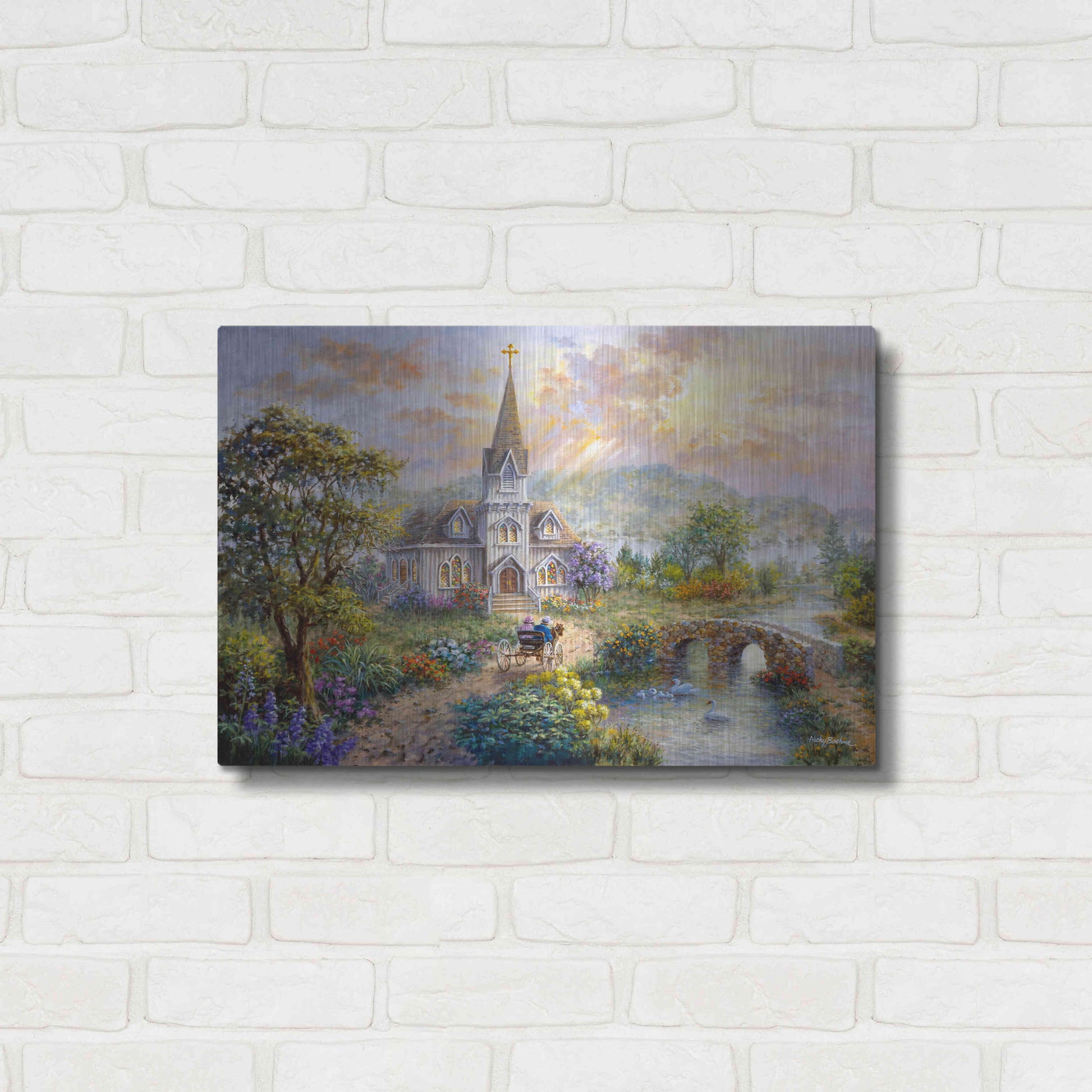 Luxe Metal Art 'Pray For World Peace' by Nicky Boehme, Metal Wall Art,24x16