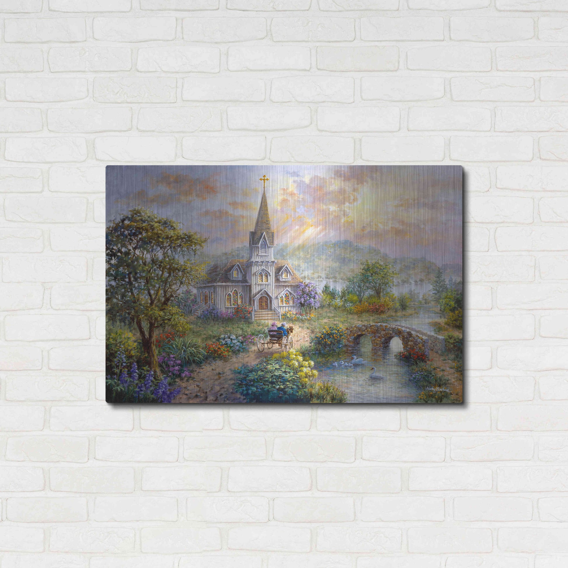 Luxe Metal Art 'Pray For World Peace' by Nicky Boehme, Metal Wall Art,36x24